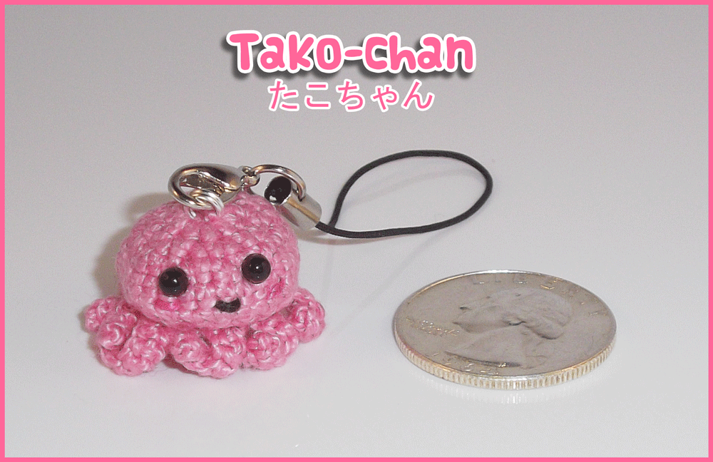 Kawaii Tako-chan Amigurumi (cute Crocheted Octopus) Cell Charm
